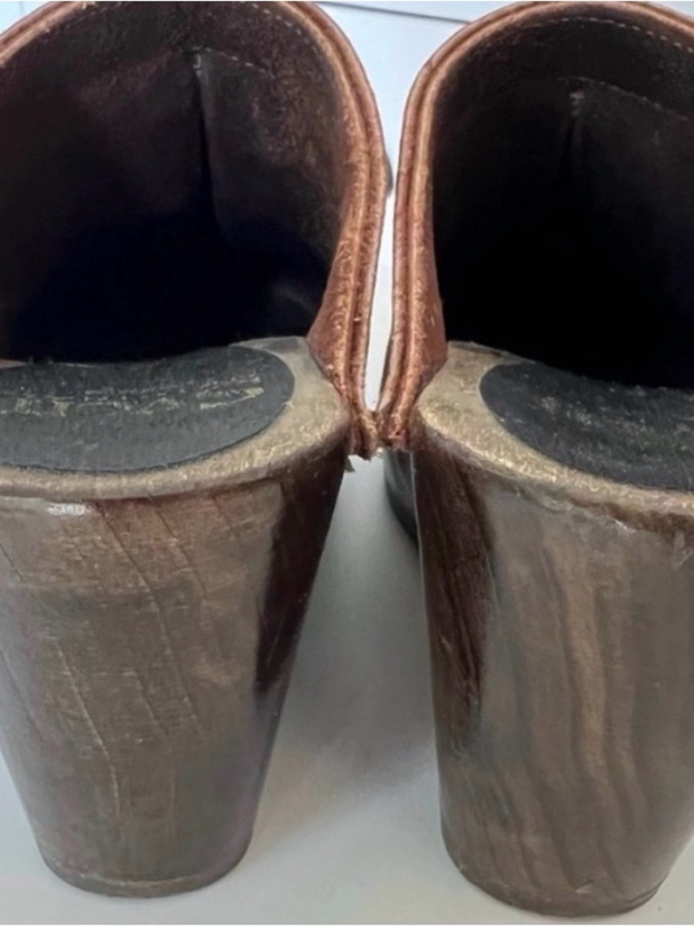 Sven Brown Leather Front Seam Mules Clogs 38 7.5-8 - Picture 10 of 14